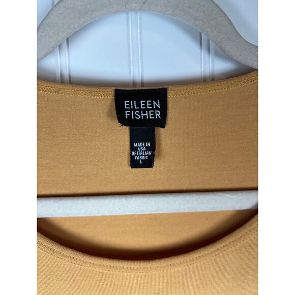 Eileen Fisher women’s mustard Jersey T Shirt Top Long Sleeves size L - Picture 3 of 8